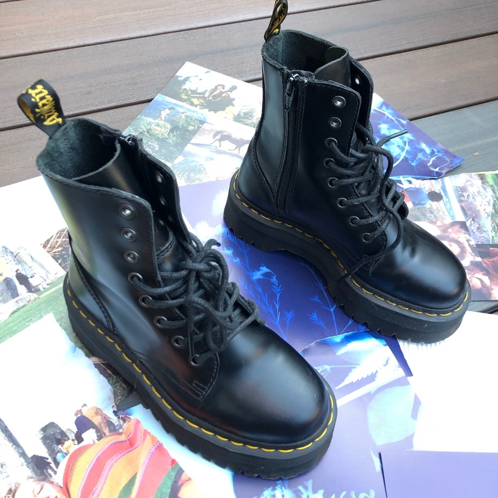 Dr Martens Jaden black platform combat boots.